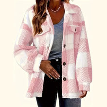 Load image into Gallery viewer, Plaid Pattern Button Front Jacket, Elegant Long Sleeve Warm Outerwear For Fall & Winter