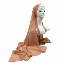 Load image into Gallery viewer, Plain Colorful Soft Lightweight Chiffon Elegant Hijab Scarf With Bandage Non-Slip Chiffon Echarpe Elegant Breathable Islam Long Hijabs Headband Fashion Turban Headwrap For Women