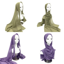 Load image into Gallery viewer, Plain Colorful Soft Lightweight Chiffon Elegant Hijab Scarf With Bandage Non-Slip Chiffon Echarpe Elegant Breathable Islam Long Hijabs Headband Fashion Turban Headwrap For Women