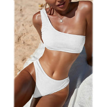 Load image into Gallery viewer, Plain One Shoulder Bikini Swimsuit