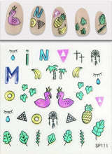 Load image into Gallery viewer, Plant Laser Abstract Lady Face Nail Decals Sliders Paper Art Decor Gel Polish Sticker Manicure Foils 3D Rhinestone Sticker Fun Nail Art Stickers Decal 3D Self-Adhesive Abstract Face Curve Graffiti Nail Design for Acrylic Nail Supplies