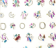 Load image into Gallery viewer, Plant Laser Abstract Lady Face Nail Decals Sliders Paper Art Decor Gel Polish Sticker Manicure Foils 3D Rhinestone Sticker Fun Nail Art Stickers Decal 3D Self-Adhesive Abstract Face Curve Graffiti Nail Design for Acrylic Nail Supplies