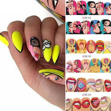 Load image into Gallery viewer, Pop Art Nail Stickers Sexy Girl Designs Comics Water Transfer Decals Manicure Lips Nail Art Decorations Slider Nail Art Stickers Decals Nail Art Supplies Valentines Day 3D Self-Adhesive Nail Decorations Accessories Women Girls Manicure Decorations