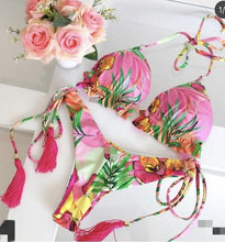 Load image into Gallery viewer, Popular Women's Beachwear Bikini Set Swimwear Push-Up Padded Swimsuit Floral Bikini Set Low Rise Ruffled Two Pieces Swimsuit Push Up Bathing Suit Swimwear