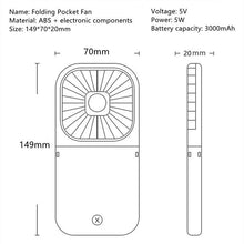 Load image into Gallery viewer, Portable Air Conditioner Hanging Neck Fan With 3000mAh Power Bank Mini Folding USB Handheld Desk Air Cooler Fan Personal Foldable USB Rechargeable Fan Operated for Home Office Outdoor Travel