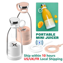 Load image into Gallery viewer, Portable Blender Juicer Bottle Mixer Electric Wireless Charge Mini Fruit Mixers Juicer Cup Blender Milkshake Juice Maker Machine Portable Mini Blender with Wireless Charging for Home, Office & Outdoor Juicer