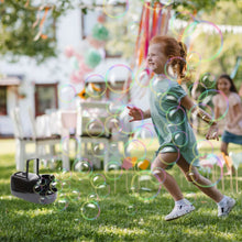 Load image into Gallery viewer, Portable Bubble Blowing Machine with 2 Speeds Handle 3000-4000 Bubbles Per Minute Plug-In Battery Powered