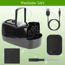 Load image into Gallery viewer, Portable Bubble Blowing Machine with 2 Speeds Handle 3000-4000 Bubbles Per Minute Plug-In Battery Powered