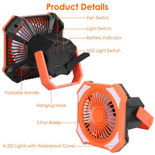 Load image into Gallery viewer, Portable Camping Lantern Fan 10000mAh Battery Powered with 4 Light Modes