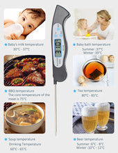 Load image into Gallery viewer, Portable Digital Kitchen Thermometer Food Cooking Meat Barbecue With Probe Food Thermometer Instant Read Meat Thermometer for Grill and Cooking Best Waterproof Ultra Fast Thermometer With Backlight & Calibration For Food Milk Water Cooking Kitchen Tools