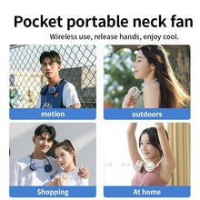 Load image into Gallery viewer, Portable Hanging Neck Fan 3-Speed Adjustable Twin Turbo USB Charge Folding Storage Silent Fans Cool Summer Work Sports Equipment Neck Hanging Cooling Fan USB Rechargeable 3 Speed Portable Bladeless Cooler Fan