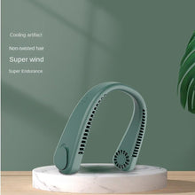 Load image into Gallery viewer, Portable Neck Fan Electric Wireless Fan Rechargeable USB Mini Fan Bladeless Personal Fans Hanging Neck Cooler for Outdoor Sports Headphone Design Neck Air Conditioner with 3 Wind Speed for Outdoor Indoor