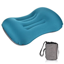 Load image into Gallery viewer, Portable Outdoor Travel Camping Pillow Compressible Inflatable Cushion Soft Neck Protective Head Rest Pillow Durable Portable Fold Outdoor Travel Sleep Pillow Air Inflatable Cushion Break Travel Plane Hotel Rest Ultralight Inflatable PVC Nylon Air Pillow