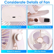 Load image into Gallery viewer, Portable Quiet Rechargeable Clip-On Fan