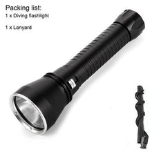 Load image into Gallery viewer, Powerful LED Rechargeable Dive Flashlight Cree Diving Flashlight Underwater Waterproof High Lumen LED Scuba Diving Torch Flashlight For Scuba Diving Underwater Torch