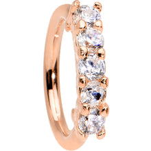 Load image into Gallery viewer, 16G 5/16 Clear CZ Rose Gold IP Quintet Seamless Circular Ring