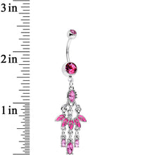 Load image into Gallery viewer, Pink Gem Party Ready Fan Chandelier Dangle Belly Ring