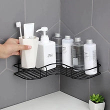 Load image into Gallery viewer, Premium Quality Bathroom Kitchen Punch Corner Frame Shower Shelf Wrought Iron Shampoo Storage Rack Holder with Suction Cup Bathroom Accessories
