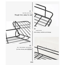 Load image into Gallery viewer, Premium Quality Bathroom Kitchen Punch Corner Frame Shower Shelf Wrought Iron Shampoo Storage Rack Holder with Suction Cup Bathroom Accessories