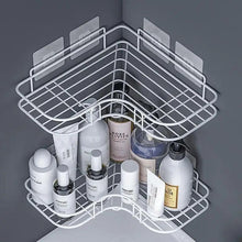 Load image into Gallery viewer, Premium Quality Bathroom Kitchen Punch Corner Frame Shower Shelf Wrought Iron Shampoo Storage Rack Holder with Suction Cup Bathroom Accessories