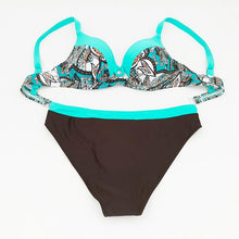 Load image into Gallery viewer, Print Swimwear Women Bikini Solid Push Up Swimsuit Female Bikini Set Beachwear Bathing Suit Swimming High Waist Swimsuits With Boy Shorts Triangle Top Stripes Halter Bikini Two Piece Bathing Suits