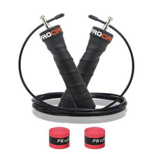Load image into Gallery viewer, Pro Speed Jump Rope Sweatband Handles Adjustable With Ball Bearings Workout Weight Jump Rope Steel Fast Speed Clip Steel Cable Training Grip Handle With Metal Removable Double Skipping Fitness Training