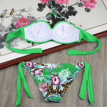 Load image into Gallery viewer, Bikini Solid Strappy Bandage Bikinis Set White Push Up Bikini Swimwear Swimsuit Bathing Suit Women's Ribbed Tie Bikini Adjustable Lace Up Bottom String Women Swimsuit