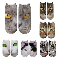 Load image into Gallery viewer, 3D Printed Women Winter Christmas Socks Funny Creative Pet Cat Face Unisex Cotton Ankle Socks Children Gift Animal Lover Socks For Men And Women