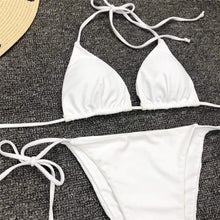 Load image into Gallery viewer, Neon Pink Bikini Women Swimwear Halter Swimsuit Female Two-Pieces Bikini Set Swimwear Halter String Triangle Bikini Sets Bather Bathing Suit Swim
