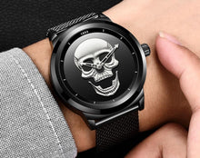 Load image into Gallery viewer, Men's Waterproof Stainless Steel Watch 3D Skull And Fluorescent Hands Unique Design Perfect Gift