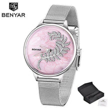 Load image into Gallery viewer, Luxury Womens Round Watch Simple Analog Quartz Watches Elegant Stainless Steel Mesh Strap Fashionable Wrist Watch For Woman