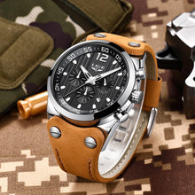 Load image into Gallery viewer, Men's Waterproof Watch With Leather Belts, Chronometers And Day Display Fluorescent Pointers Excellent Gift Unique Design
