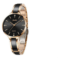 Load image into Gallery viewer, Women's Waterproof Modern Wrist Watch With Ceramic Bracelet And Shining Background Decorated With Zircons
