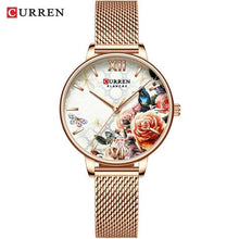 Load image into Gallery viewer, Womens Watches With Decoupage Flower Patterns And Details Of Large Roman Numbers