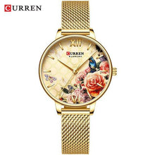 Load image into Gallery viewer, Womens Watches With Decoupage Flower Patterns And Details Of Large Roman Numbers