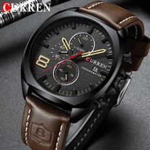 Load image into Gallery viewer, Men's Retro Square-Round Waterproof Watch With Chronometers And Leather Belts Excellent Design Perfect Gift