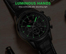Load image into Gallery viewer, Black Luxury Men Watch Waterproof Multifunction Quartz Wrist Watches Elegant Leather Strap Sport Design