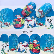 Load image into Gallery viewer, New Christmas Water Decal Nail Art Nail sticker New Year Slider Tattoo Full Cover Santa Claus Snowman Designs Xmas Decals 3D Wave Design Decoration for Women Girls Tape Nail Art Stickers Decal Decoration Nail Art Accessories Decoration Decal