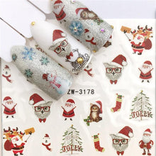 Load image into Gallery viewer, New Christmas Water Decal Nail Art Nail sticker New Year Slider Tattoo Full Cover Santa Claus Snowman Designs Xmas Decals 3D Wave Design Decoration for Women Girls Tape Nail Art Stickers Decal Decoration Nail Art Accessories Decoration Decal