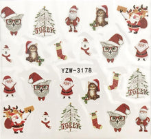Load image into Gallery viewer, New Christmas Water Decal Nail Art Nail sticker New Year Slider Tattoo Full Cover Santa Claus Snowman Designs Xmas Decals 3D Wave Design Decoration for Women Girls Tape Nail Art Stickers Decal Decoration Nail Art Accessories Decoration Decal