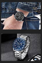 Load image into Gallery viewer, Luxury Men Stainless Steel Quartz Watch Accurate Timing Waterproof Analog Chronograph Men's Quartz Watches