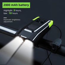 Load image into Gallery viewer, 4000mAh Bicycle Front Light Set USB Rechargeable Smart Headlight With Horn 800 Lumen LED Bicycle Light Set USB Rechargeable Super Bright Bike Headlight
