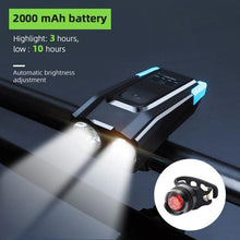 Load image into Gallery viewer, 4000mAh Bicycle Front Light Set USB Rechargeable Smart Headlight With Horn 800 Lumen LED Bicycle Light Set USB Rechargeable Super Bright Bike Headlight