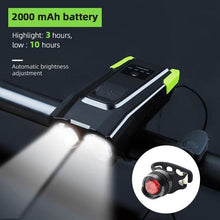 Load image into Gallery viewer, 4000mAh Bicycle Front Light Set USB Rechargeable Smart Headlight With Horn 800 Lumen LED Bicycle Light Set USB Rechargeable Super Bright Bike Headlight
