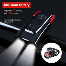 Load image into Gallery viewer, 4000mAh Bicycle Front Light Set USB Rechargeable Smart Headlight With Horn 800 Lumen LED Bicycle Light Set USB Rechargeable Super Bright Bike Headlight