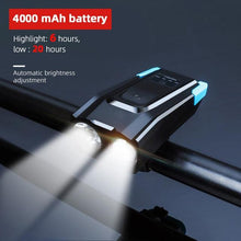 Load image into Gallery viewer, 4000mAh Bicycle Front Light Set USB Rechargeable Smart Headlight With Horn 800 Lumen LED Bicycle Light Set USB Rechargeable Super Bright Bike Headlight
