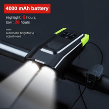 Load image into Gallery viewer, 4000mAh Bicycle Front Light Set USB Rechargeable Smart Headlight With Horn 800 Lumen LED Bicycle Light Set USB Rechargeable Super Bright Bike Headlight
