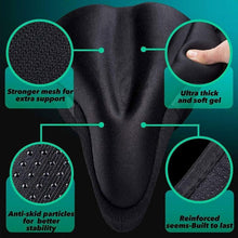 Load image into Gallery viewer, 3D Soft Thickened Bicycle Seat Breathable Bicycle Saddle Seat Cover Comfortable Foam Seat Extra Soft Gel Bicycle Seat Cover Soft Silicone Padded Bike Saddle Cover Upgraded Bicycle Seat