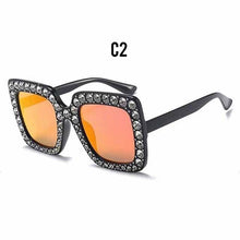 Load image into Gallery viewer, Oversized Sunglasses Square Diamond Sunglasses Women Retro Sunglasses Luxury & Diamond Square Shape Sunglasses For Women Branded Attractive Any Size Crystal Sun Glasses For Ladies Gradient Classic Mirror & Decent Shades