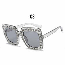 Load image into Gallery viewer, Oversized Sunglasses Square Diamond Sunglasses Women Retro Sunglasses Luxury & Diamond Square Shape Sunglasses For Women Branded Attractive Any Size Crystal Sun Glasses For Ladies Gradient Classic Mirror & Decent Shades